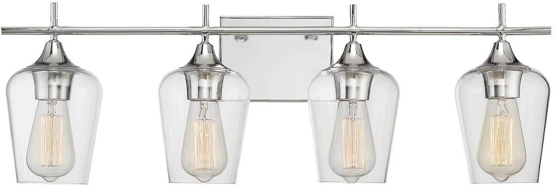Savoy House 8-4030-4-11 Octave Bohemian Clear Glass Bathroom Vanity Wall Light, 4-Light 240 Total Watts, 10' H x 29' W, Polished Chrome