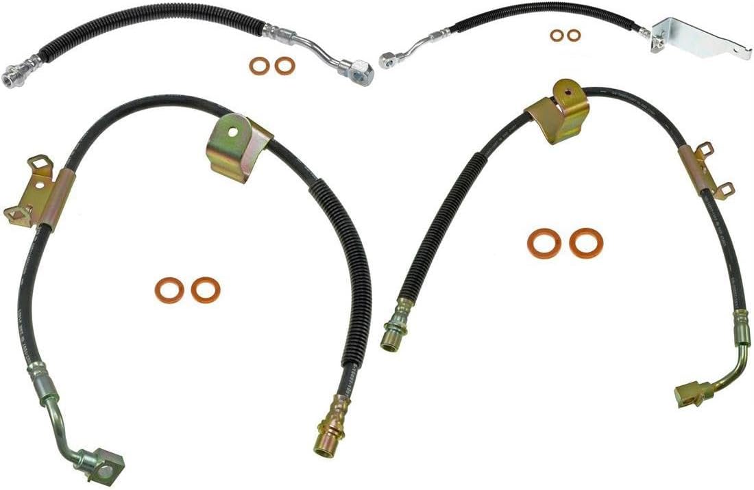 Arrhythmic Brake Hose Front and Rear Brake Line Kit, 4Pcs Automotive Replacement Brake Hydraulic Hose for Chevrolet Silverado 3500 2001-2007 for Chevy Silverado 3500 2001-2007