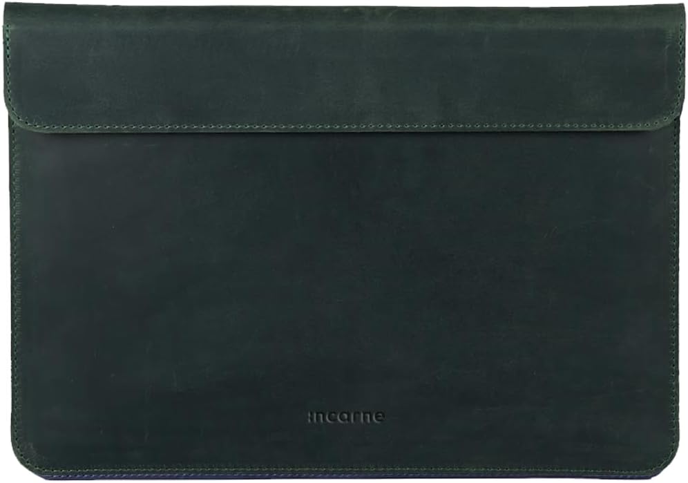 Green Leather Laptop Sleeve 13' Made for MacBook Air 13 inch Case Leather Sleeves - Carrying Protective Cases Compatible with MacBook 13' Air/Pro M1 M2 M3 M4 MAX PRO A2338 А3113 A3240 A2337, Green