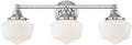 Lighting Farm Style Schoolhouse Bathroom Light Chrome White Opal Glass 3 Light 23.125 Inch Length