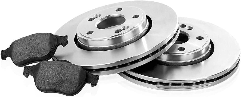 6X Semi-Metallic Brake Pads and Rotors 10.16inch (258mm) 4 Lugs Front for Ford Fiesta 1.6L 2011 2012 2013 2014 2015 2016 2017 2018 2019, for Ford Fiesta 1.0L 2014 2015 2016 2017
