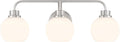 Meridian M80081BN White Opal Glass Bathroom Vanity Wall Light, 3-Light 180 Total Watts, 8' H x 24' W, Brushed Nickel