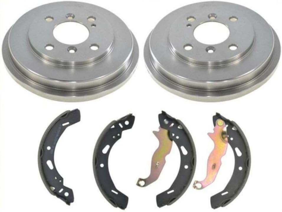Brake Drum and Shoe Set Kit Front Rear Left Driver and Right Passenger Side Non Asbestos Organic for Ford for Fiesta Ikon 2011-2015 11-35139 1404-322237