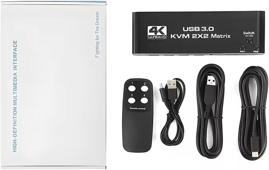 2x2 HDMI KVM Switch Matrix 4K 60Hz Dual Monitor KVM HDMI Extended Display USB KVM Switcher 2 in 2 Out for 2 Computers 2 Monitors