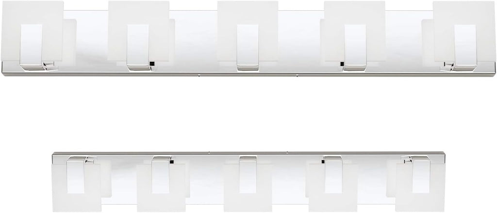 Aipsun Modern 5-Light LED Vanity Light - Dimmable Chrome Bathroom Wall Light Over Mirror (White Light)