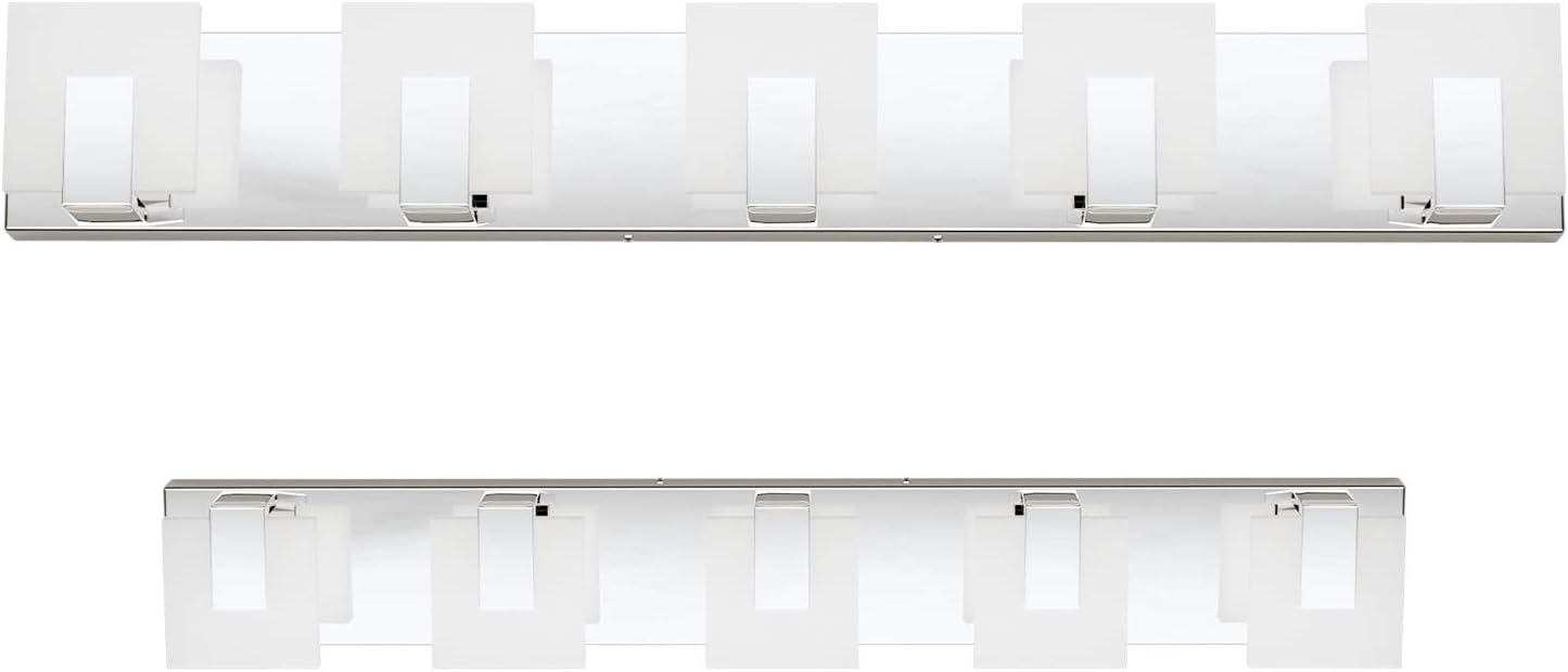 Aipsun Modern 5-Light LED Vanity Light - Dimmable Chrome Bathroom Wall Light Over Mirror (White Light)