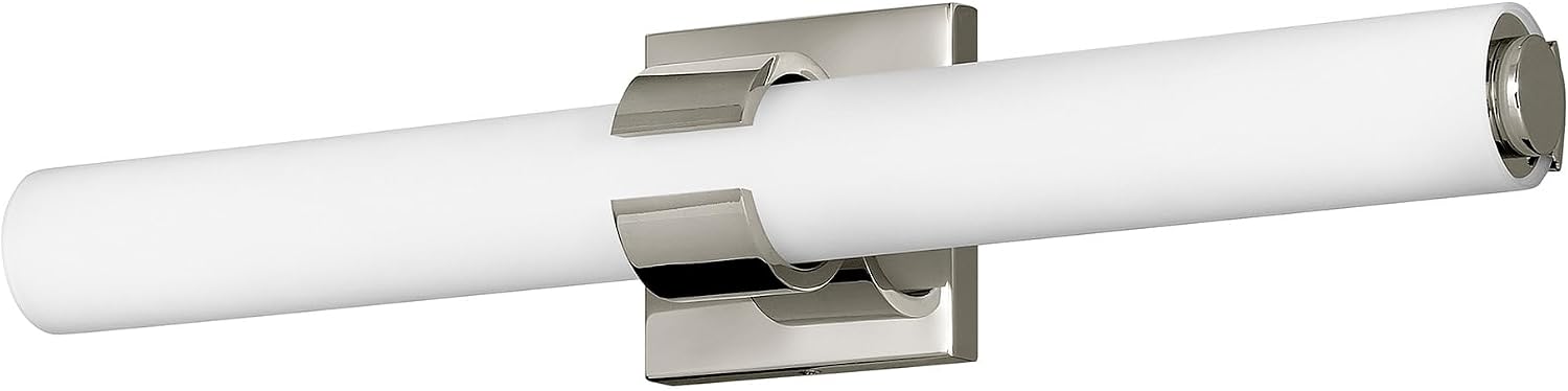 Hinkley Aiden 22.75' Integrated LED Bath Vanity Bar, Modern Baton Style, Etched White Glass, Mount Vertically or Horizontally, Polished Nickel Finish