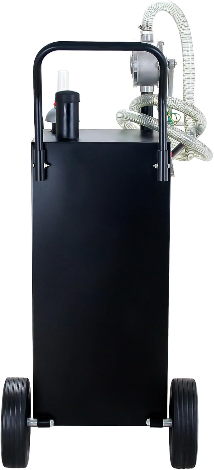 30 Gallon Fuel Caddy, Fuel Storage Tank & 4 Wheels, with Manual Transfer Pump for Cars, Boats, Lawnmowers, Motorcycles