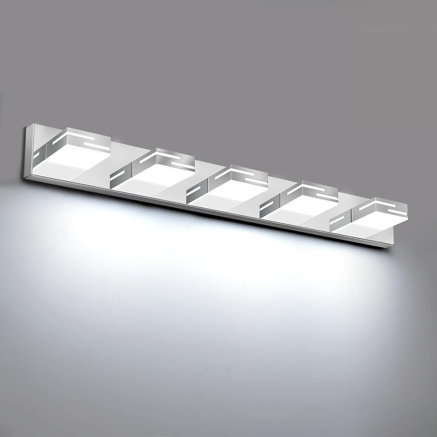 LED Modern Bathroom Vanity Light Fixtures, Dimmable Chrome Vanity Lights for Bathroom Lighting Fixtures Over Mirror, with 360° Rotatable Heads 5-Light 36-inch (Cool White 6000K)