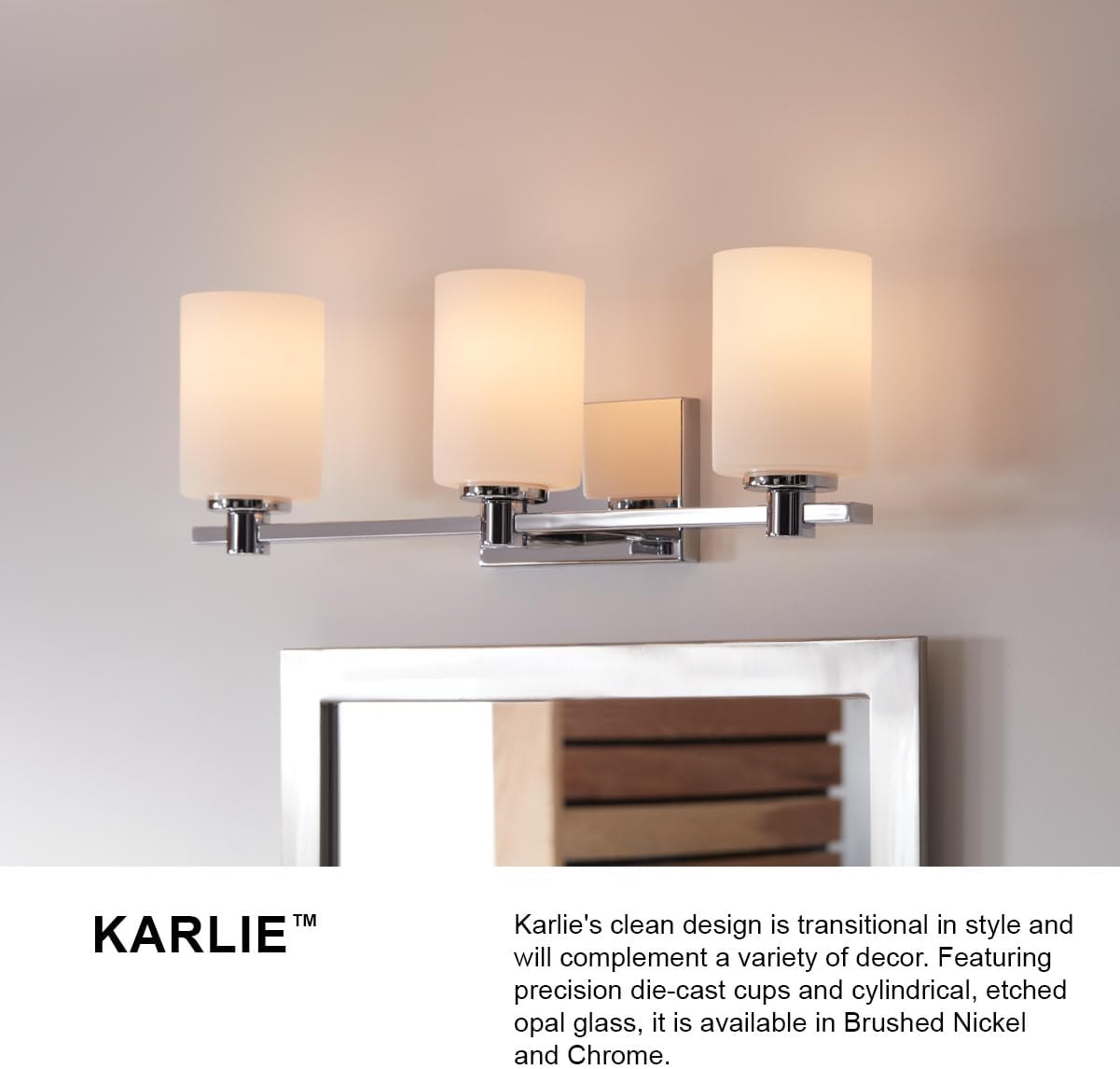 Hinkley Karlie Transitional One Light Bathroom Vanity Fixture, Chrome