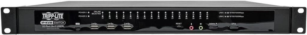 Tripp Lite 32-Port Cat5 IP KVM Switch, 1U Rack-Mount, 4+1 User, RJ45, USB, PS/2, Serial, VGA or DVI, TAA (B064-032-04-IPG)