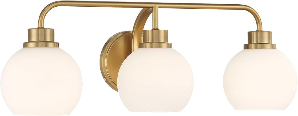 Meridian M80081MBK White Opal Glass Bathroom Vanity Wall Light, 3-Light 180 Total Watts, 8' H x 24' W, Matte Black
