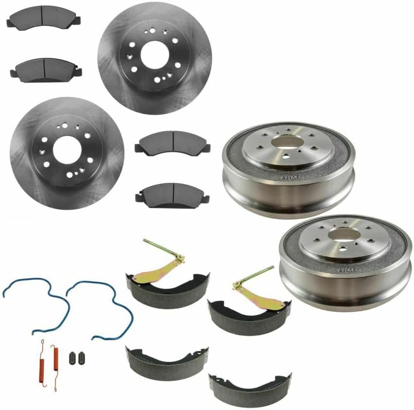Wajir Semi Metallic Brake Pads Shoes Rotor Drum Kit W/Hardware for Chevy for Silverado 1500 2007-2008,for GMC for Sierra 1500 2007-2008 Truck Front Rear Left Right 6 Lug-Wheel Lug Count WJR1275