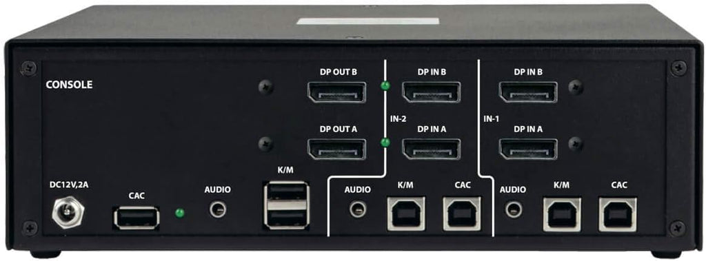Tripp Lite Secure KVM Switch 2-Port Dual-Monitor DisplayPort 4K NIAP CAC (B002A-DP2AC2)
