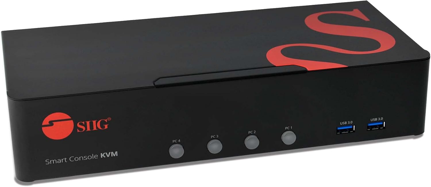 SIIG 4-Port DVI Dual-Link KVM Switch Smart Console with USB 3.0 Multi-Media (CE-DV0211-S1)