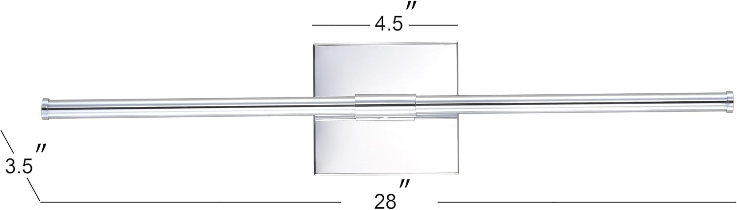 JONATHAN Y 28' Chrome Modern Dimmable Integrated LED Wall Sconce, Metal Vanity Light for Bathroom Mirror Bedroom Hallway, Sleek Hardwired Wall Lamp Fixture, 3000K (JYL7022A-SET2)