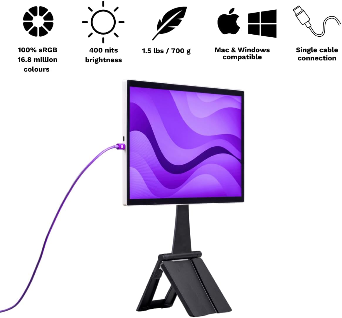 Espresso Lite 15 Portable Monitor (White) – 15.6' Full HD USB-C Display, Single-Cable Power, Ultra-Light Travel Monitor for Laptop, iPad & USB-C Devices