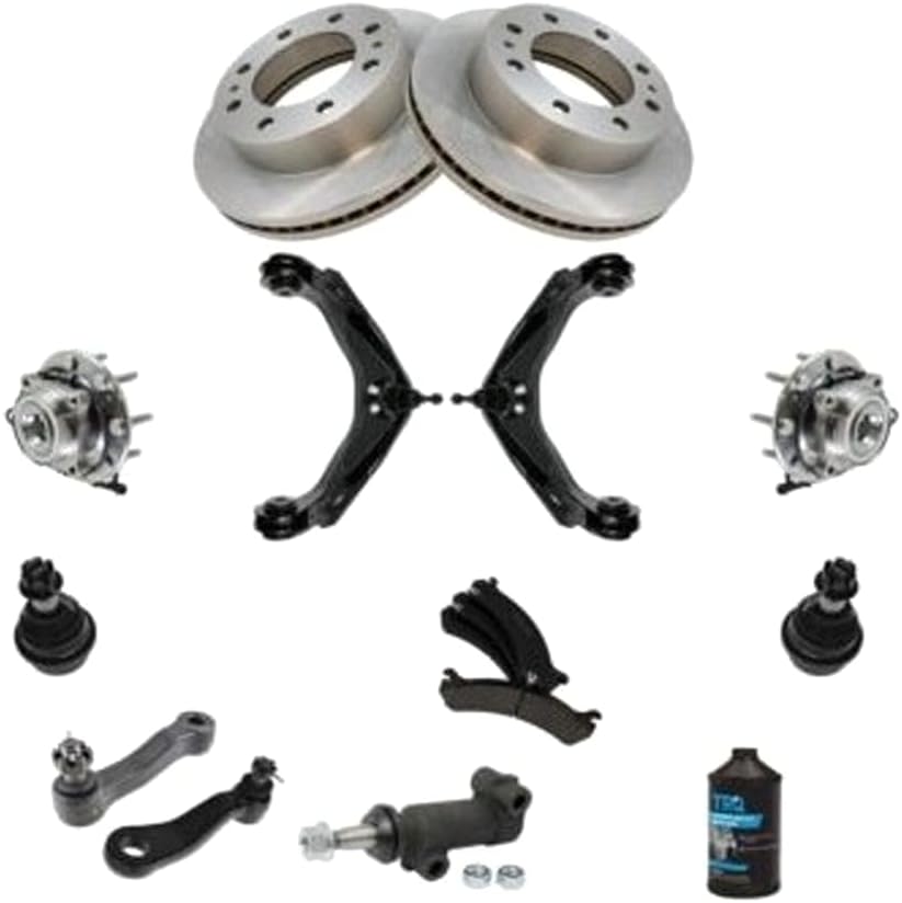 Kit Brake Pads Rotors Tie Rods Control Arm Bearings for Chevy for Silverado 3500 Classic 6.0L/6.6L/8.1L 2007 202-9294