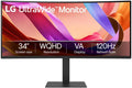 LG 34' WQHD (3440x1440) 120Hz HDR 10 Curved Ultrawide Monitor 34U62TB-B.AUS Height, Swivel, Tilt -DP Cable Included