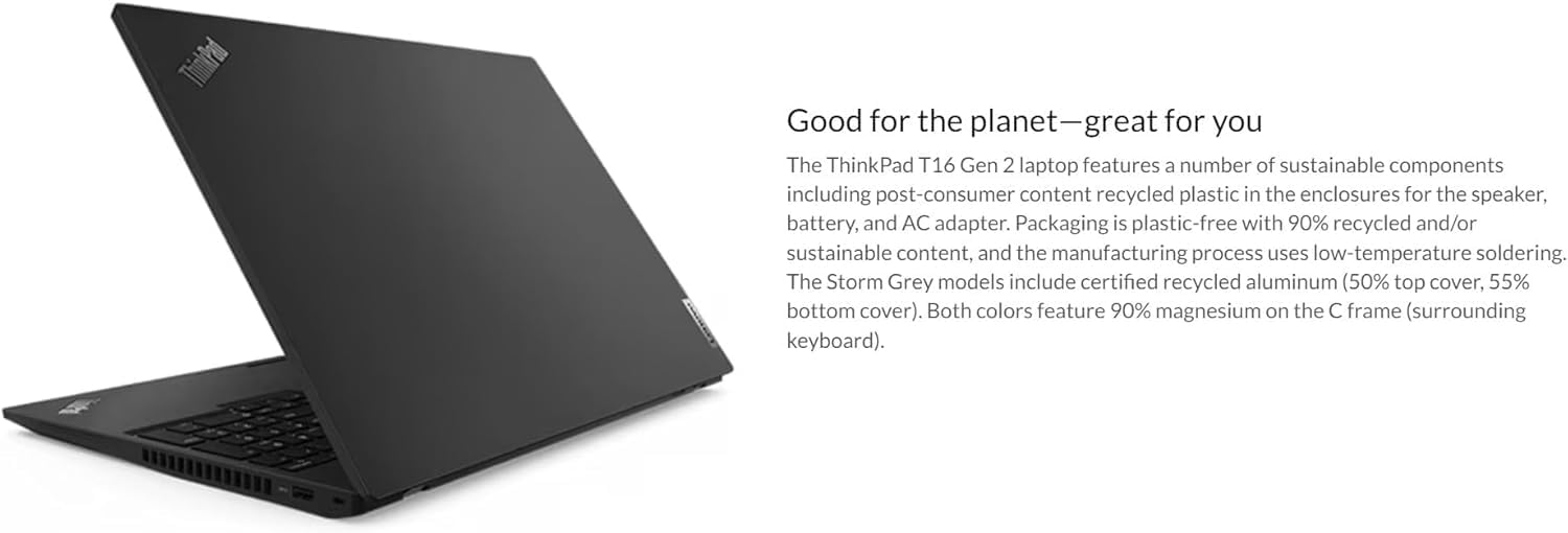 Lenovo ThinkPad T16 Gen 2 Intel Core i7-1355U, 16' WUXGA (1920 x 1200) IPS 300nits Touch Screen, 32GB RAM, 1TB SSD, Backlit KYB Fingerprint Reader, Windows Pro