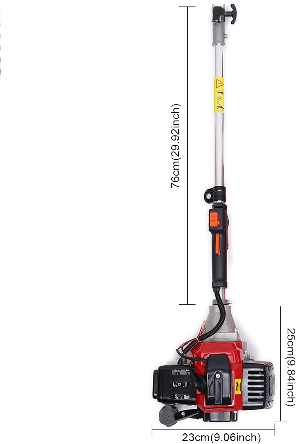 2-Stroke Push Lawn Mower, 52CC Single Cylinder Hand Push Lawn Mower, Gas Powered Push Lawn Mower, 1.7KW/6500-8500r/Min (Red+Black)
