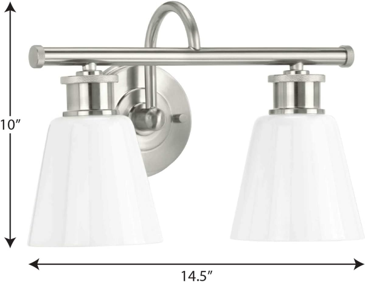 Progress Lighting P300315-009 Transitional Two Light Bath Bracket from Ashford Collection in Pewter, Nickel, Silver Finish,