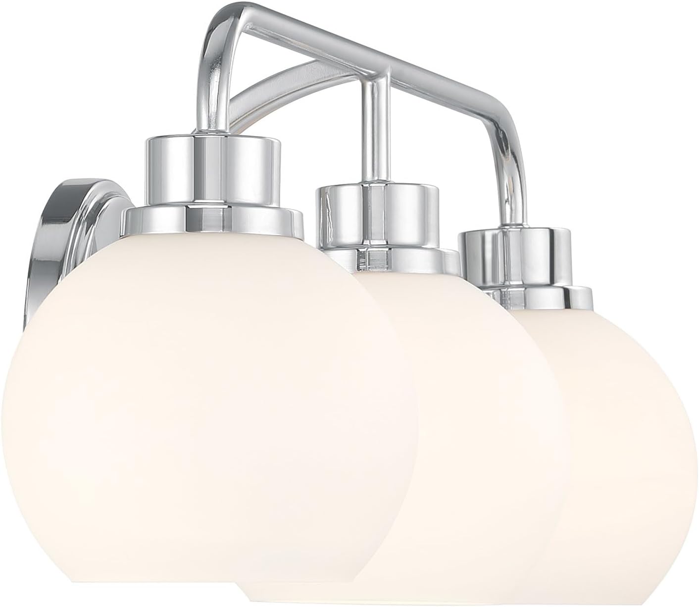 Meridian M80081MBK White Opal Glass Bathroom Vanity Wall Light, 3-Light 180 Total Watts, 8' H x 24' W, Matte Black