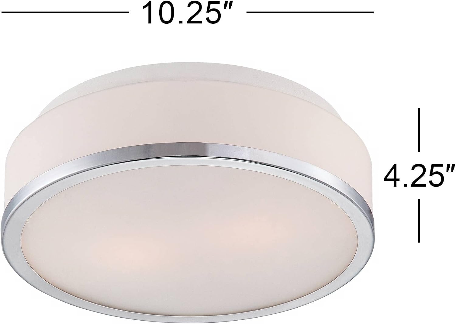 Possini Euro Design Mavis Modern Ceiling Light Flush-Mount Fixture 10 1/4' Wide Sleek Chrome 2-Light White Opal Glass Shade for Bedroom Kitchen Living Room Hallway Dining Bathroom Schoolhouse House