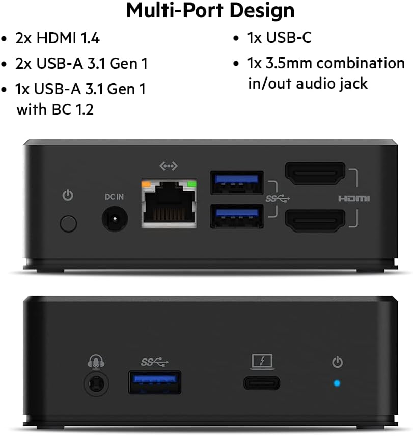 Belkin USB C Docking Station - USB Hub Dual 4k Computer Monitor Display - Dual HDMI, Thunderbolt, USB, Ethernet Ports - USB C Hub - 85W PD Power Delivery for Macbook Pro, iPad Pro & Chromebook Laptop