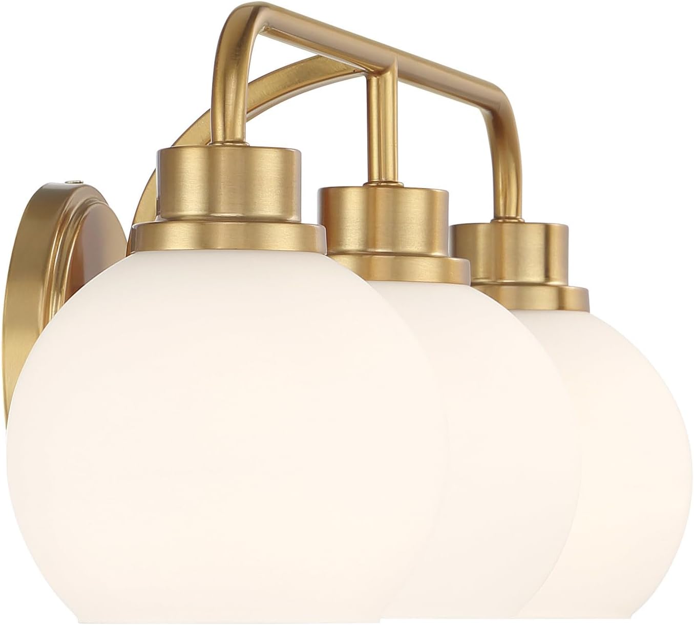 Meridian M80081MBK White Opal Glass Bathroom Vanity Wall Light, 3-Light 180 Total Watts, 8' H x 24' W, Matte Black