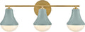Lark Haddie Modern Three-Light Bath Vanity, Fixture Mounts Up or Down Over Bathroom Mirror, Seafoam and Lacquered Brass Finish