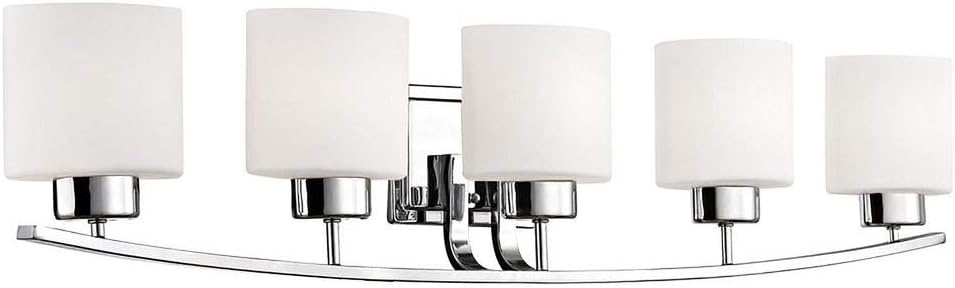 5-Light Bathroom Wall Mounted Light with White Oval Glass and Chrome Finish