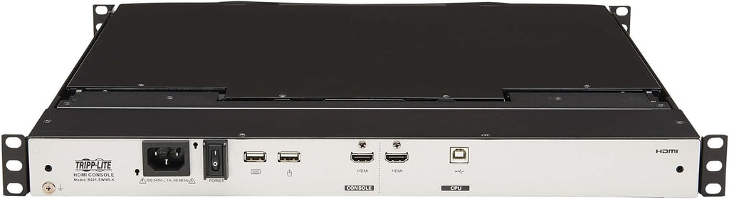 Tripp Lite Rackmount KVM Console, Short Depth 1U Rack Mount Monitor Keyboard Splitter, 18.5' HD LCD Screen, HDMI & USB Ports - Windows, Mac, Linux, & Sun Compatible - 1-Year Warranty (B021-SWHD-K)