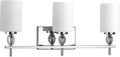 Progress Lighting Status Collection 3-Light Etched Linen Glass Coastal Bath Vanity Light Polished Chrome