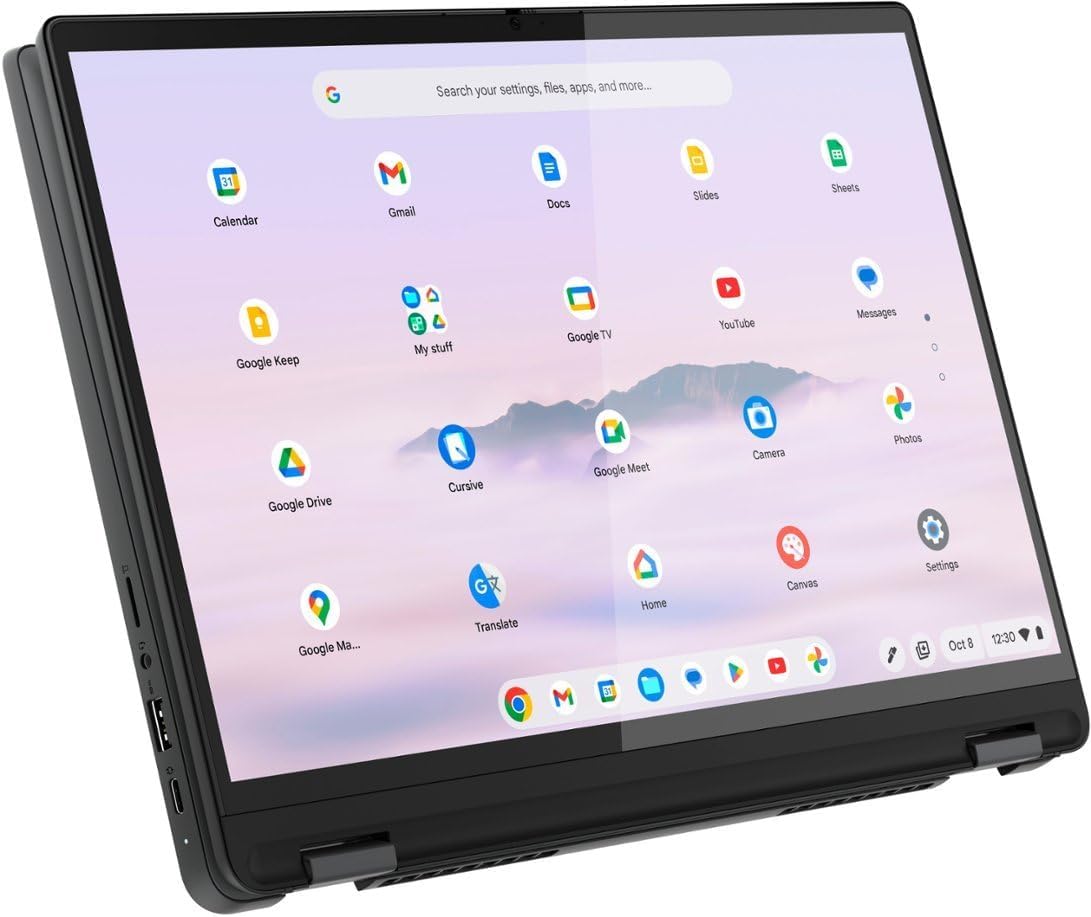 Lenovo IdeaPad Flex 5i Chromebook Plus 2-in-1 Laptop, 14' WUXGA Touchscreen, Intel 6-Core i3-1315U, 8GB RAM, 128GB eMMC + 128GB SD Card, Intel UHD Graphics, Wi-Fi 6, Backlit Keyboard, Chrome OS
