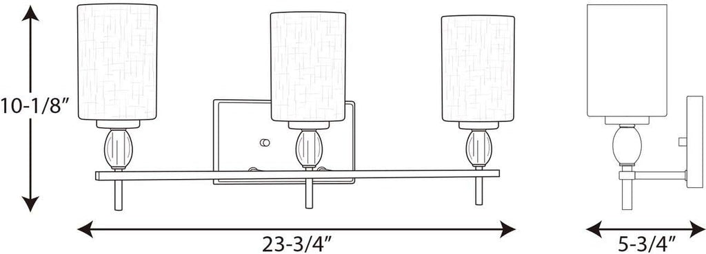 Progress Lighting Status Collection 3-Light Etched Linen Glass Coastal Bath Vanity Light Polished Chrome