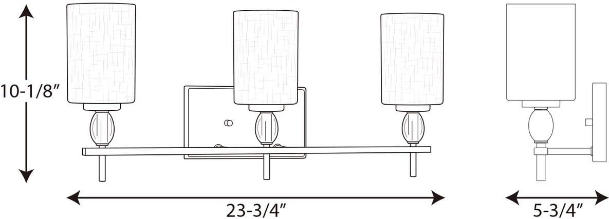 Progress Lighting Status Collection 3-Light Etched Linen Glass Coastal Bath Vanity Light Polished Chrome