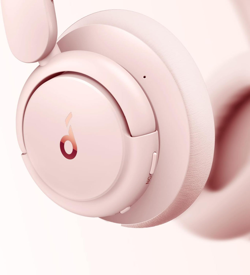Soundcore Q30 by Anker, Hybrid Active Noise Cancelling Headphones, Multiple Modes, Hi-Res Audio, Custom EQ via App, 50H Playtime, Comfortable Fit, Bluetooth, Multipoint Connection.(Black & Pink)