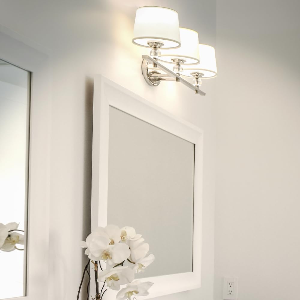 Maxim Lighting Rondo 3-Light Bath Vanity Light | Polished Nickel Finish | Transitional Indoor Light Fixture | Ideal for Bathrooms & Powder Rooms | Dimmable Damp Rated | 12763WTPN