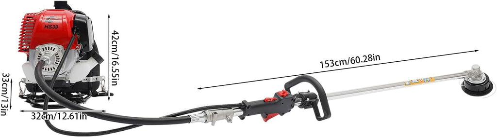 Portable Backpack 4 Stroke Brush Cutter 750W Gas Powered Lawn Mower Tool Multi-Function Weed Eater Hedge Trimmer Gasoline Tiller Cultivator for Lawn, Farmlands, Yard, Garden, Shrub Trimming