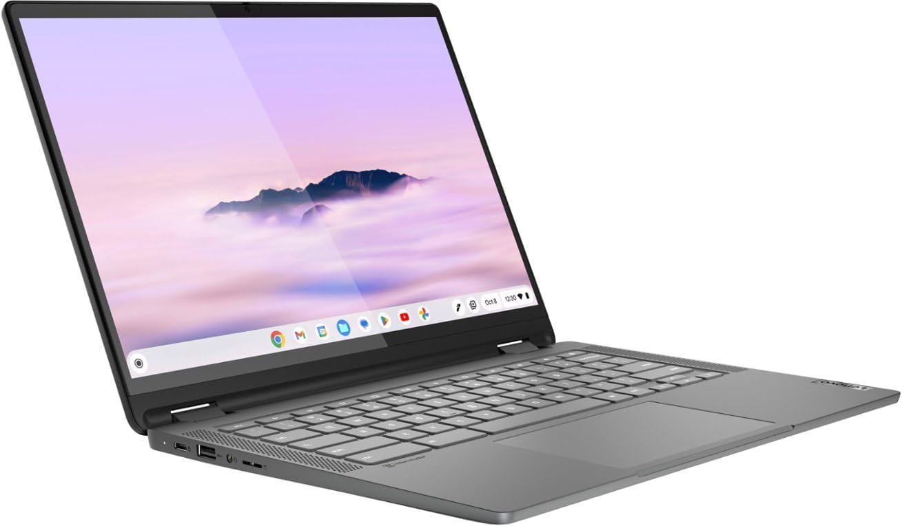 Lenovo IdeaPad Flex 5i Chromebook Plus 2-in-1 Laptop, 14' WUXGA Touchscreen, Intel 6-Core i3-1315U, 8GB RAM, 128GB eMMC + 256GB SD Card, Intel UHD Graphics, Wi-Fi 6, Backlit Keyboard, Chrome OS