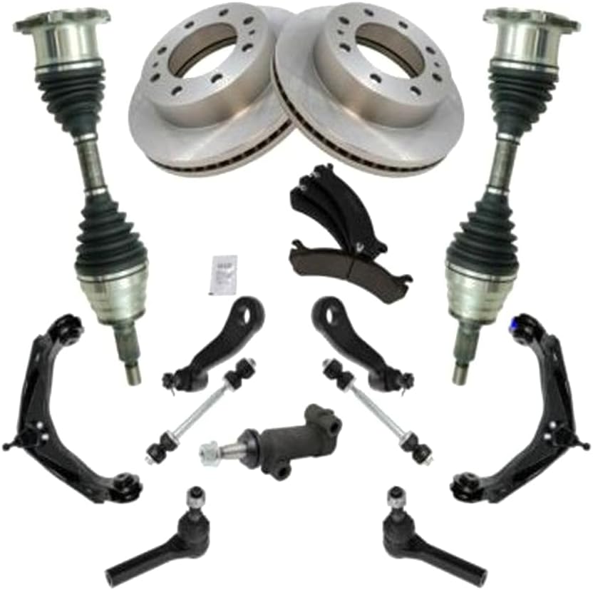 GGDZTMNB Kit Brake Pads Rotors Tie Rods Control Arms Axles for Chevy for Silverado 1500HD/3500 Classic 2007,for GMC for Sierra 1500HD/3500 Classic 2007 202-11241