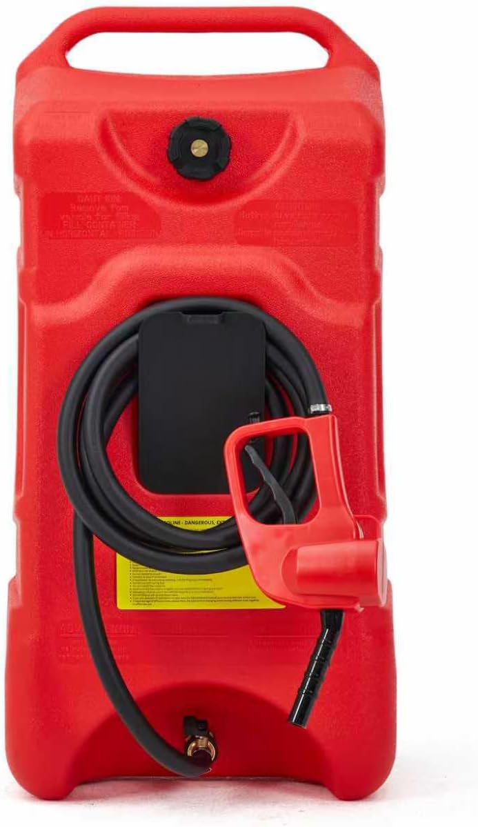 16 Gallon Fuel Caddy, Portable Gas Tank With Pump, Fuel Transfer Tank, Portable Gasoline Tank On Wheels With Le Fluid Transfer Siphon Pump and 10-Inch Hose for Cars, Boats, Lawnmowers, ATVs
