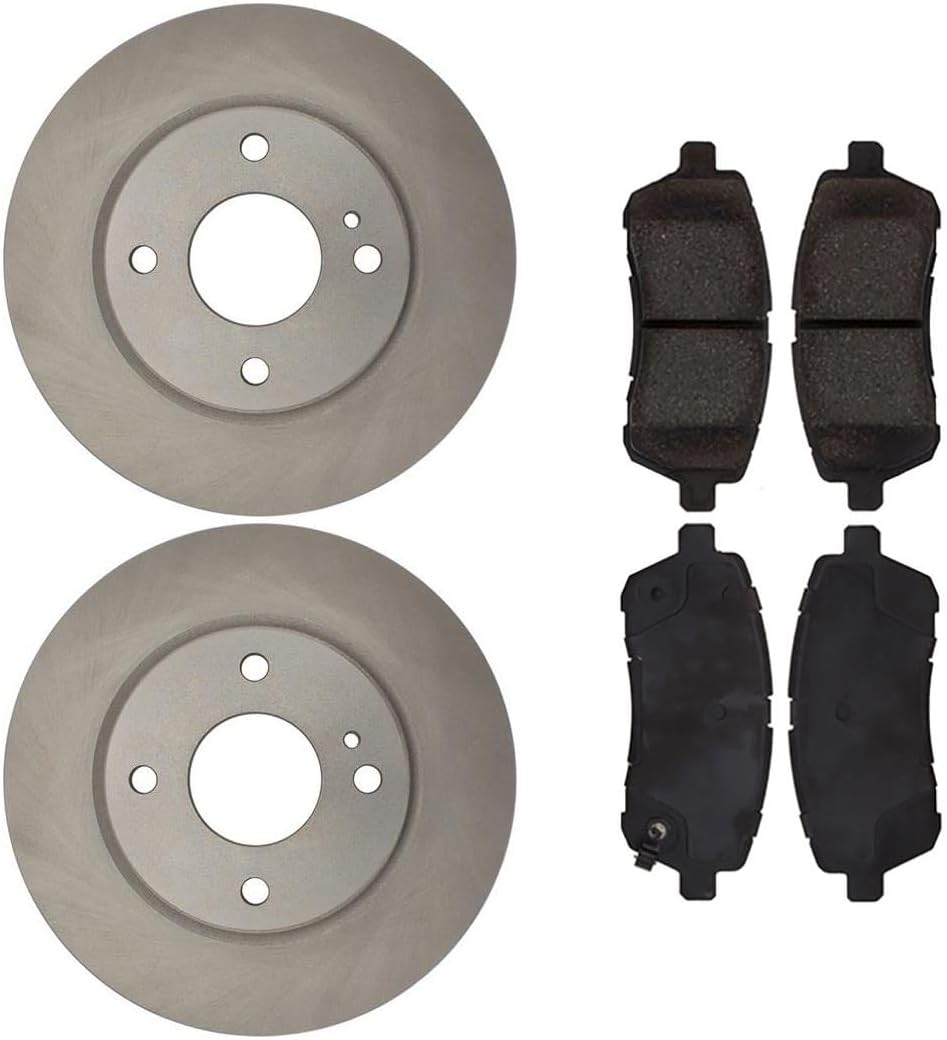 Set of 3 Front Brake Kit, Front Ceramic Brake Pads and Brake Rotors Kit for Ford Fiesta 1.6L 2011 2012 2013 2014 2015 2016 2017 2018 2019, for Fiesta 1.0L 2014 2015 2016 2017