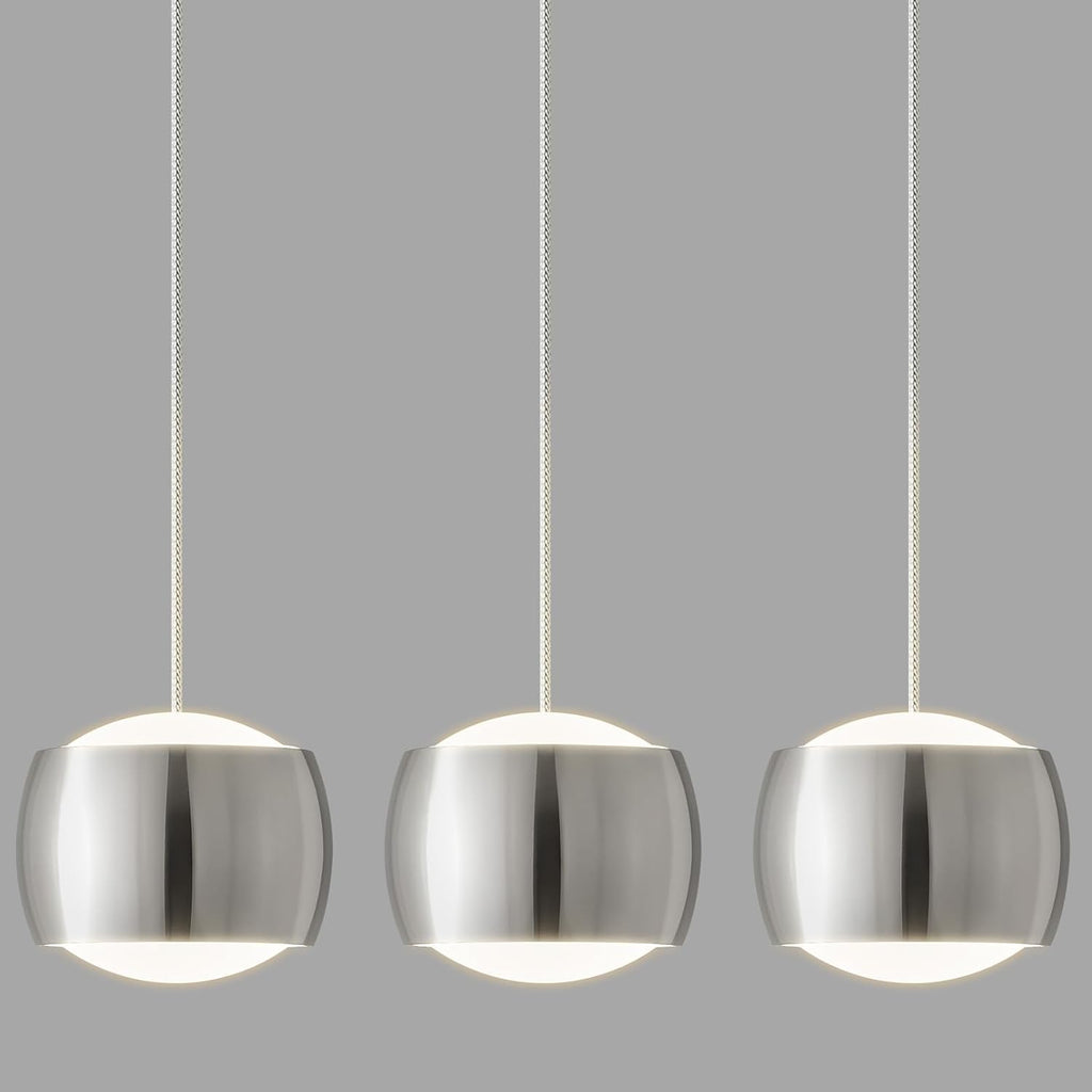 Modern LED Dimmable Pendant Light fixtures,Mini Island Pendant Lighting for Kitchen Island Dinning Room,Bedroom,Bar, Kitchen Island Ceiling Hanging Light Fixtures(Chrome-3-Pack)