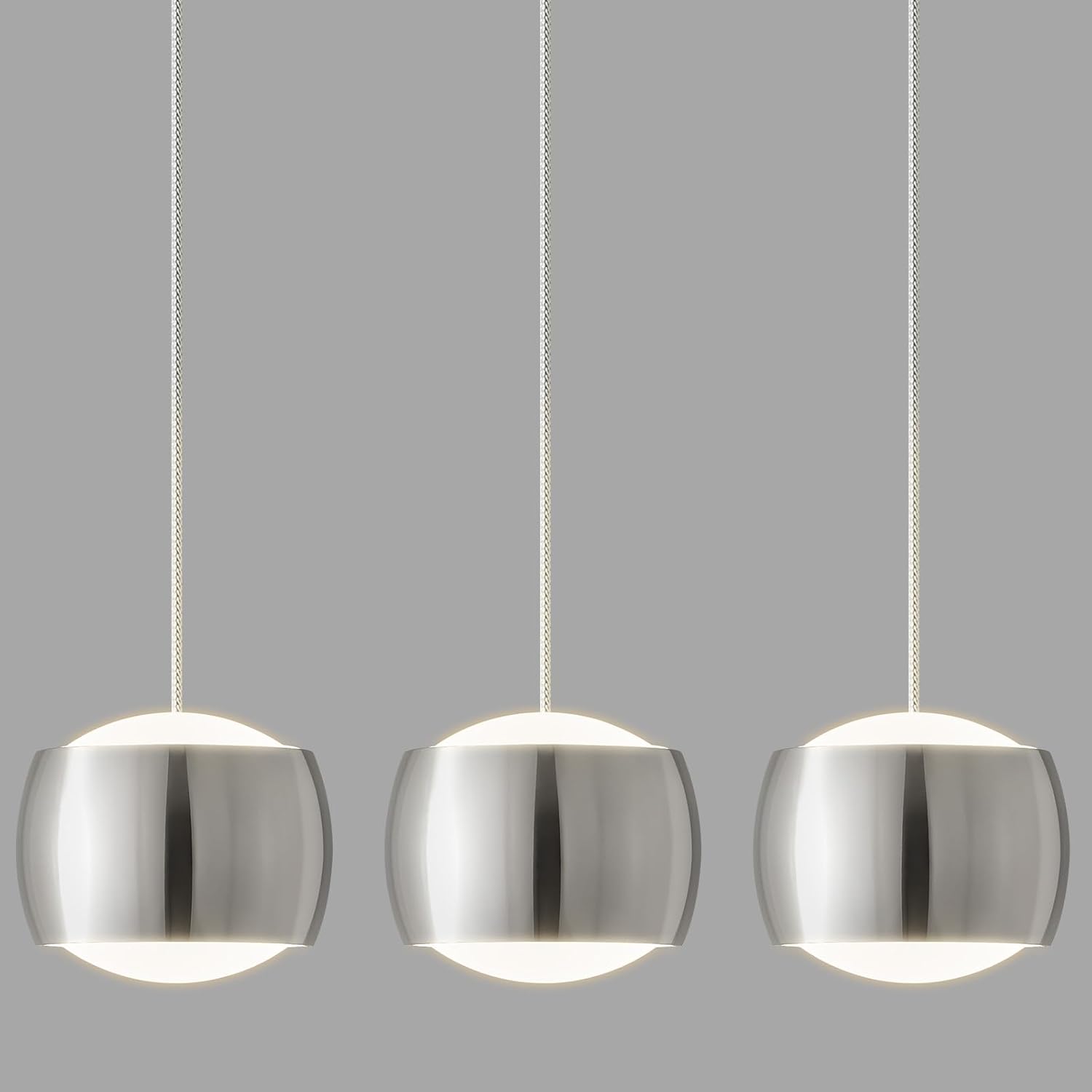 Modern LED Dimmable Pendant Light fixtures,Mini Island Pendant Lighting for Kitchen Island Dinning Room,Bedroom,Bar, Kitchen Island Ceiling Hanging Light Fixtures(Chrome-3-Pack)