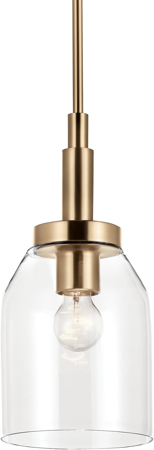 Kichler Madden 1-Light Mini Pendant Light Fixture with Clear Glass Shade in Champagne Bronze, Sloped Ceiling Compatible for Kitchen Island Hanging Lighting (15' x 7 '), 52725CPZ