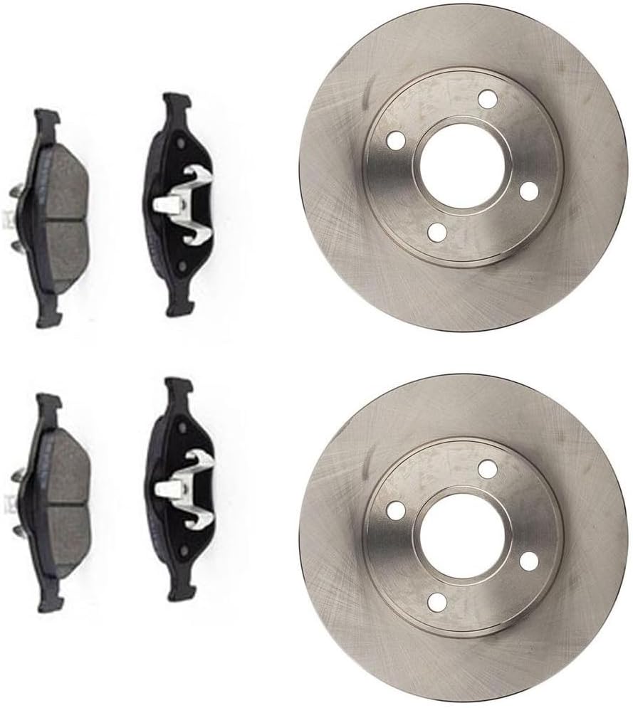 Front Brake Kit fits Ford EcoSport 2.0L 2004 2005 2006 2007 2008 2009 2010 2011 2012, fits Fiesta 1.6L 2005 2006 2007 2008 2009, Brake Pads and Rotors Kit Replace 3-PC Set