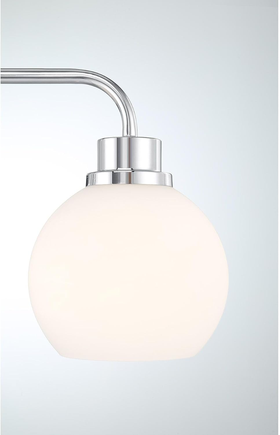 Meridian M80081CH White Opal Glass Bathroom Vanity Wall Light, 3-Light 180 Total Watts, 8' H x 24' W, Chrome