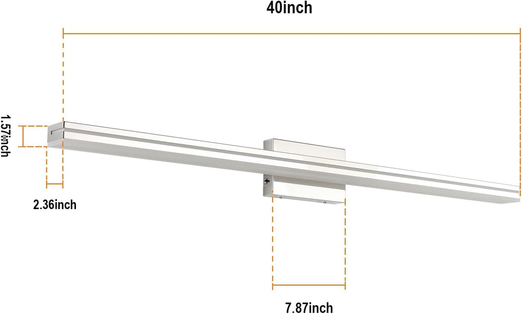SineRise LED Modern Bathroom Vanity Light Bar (40-Inch, 3000K/4000K/6000K), Chrome Dimmable Modern Acrylic Bathroom Wall Lighting Fixtures Over Mirror